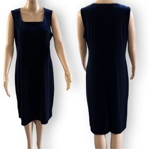 𝅺VINTAGE Kathie Lee New Dark Blue Velvet Dress NWT